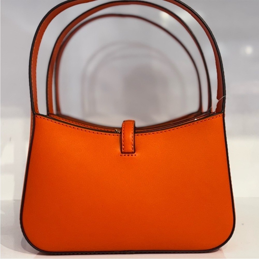 Michael Kors Lyra Small Leather Pochette Bag Red Clay - Picture 7 of 10